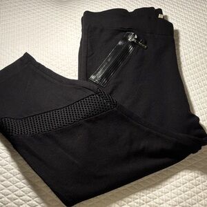 Women's Black Capris with Mesh and Zipper Detail